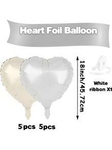 10pcs/Set 18inch Heart Shaped Foil Balloon In Gold, White, Red, Pink, Blue, Cream, Light Gold, Black - Perfect For Birthday Party, Wedding, Valentine's Day, Anniversary, Bridal Shower, New Year Party Decoration, Room Decor, Photo Props - Multicolor - View 14