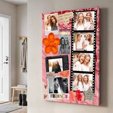 1pc Best Friend Photo Collage Custom Poster, Personalized Bestie Gift Pictures Custom Photo, Friendship Customized Wall Art, Editable Canva Template, Birthday Gift, Customizable Things, Room Decor, Optional Frame - Multicolor - View 9