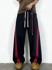 Men's Drawstring Waist Side Pocket Design Casual Fashion Sports Sweatpants, Available In Multiple Colors - Black - View 8