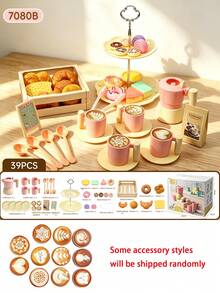 39pcs/Set Little Girl Tea Party Set, Realistic Teapot Set, Princess Tea Time Kitchen Toy, Includes Teapot And Cups, Birthday Easter Children's Gift - Multicolor - View 7