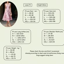 優雅復古花卉雪紡春夏輕盈中長洋裝，無袖V領A字喇叭下擺，女款度假風 - 淺粉色 - 查看 8