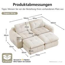 Sofa Beige Made Of Chenille For Living Room - 米色雙座 - 查看 7