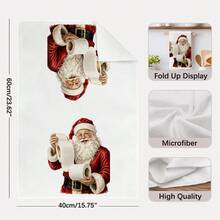 2PCS Kitchen Towel, Funny Santa Claus Pattern Kitchen Towel Dishcloth, 40*60cm Rectangular Microfiber Absorbent Cleaning Kitchen Towel, Perfect For Kitchen, Dining Room And Bathroom Use, Kitchen Decor, Home Decor, Neighbor Housewarming Gift, Dishcloth - Multicolor - View 5