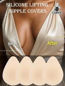 Reusable Silicone Breast Lift Bra, Invisible Self-Adhesive Breast Pads With Breathable Holes, Suitable For Backless Dresses And Wedding Breast Enhancement - Multicolor - View 2