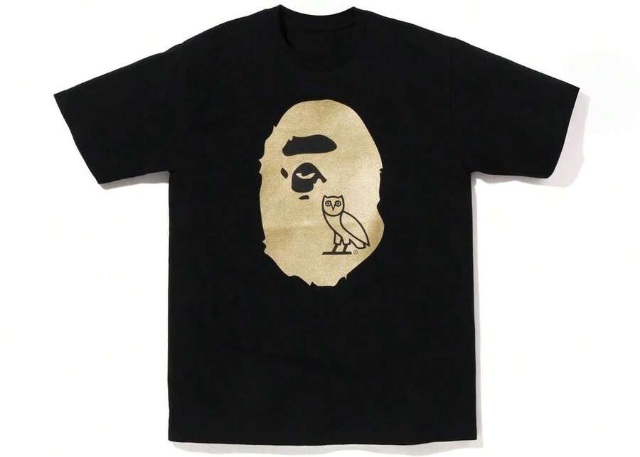 T-Shirt Minimalista Giapponese Nostalgico, Motivo Retrò, Collo Tondo in Cotone, Manica Corta da Uomo, Top Estivo - nero - Visualizzare 1