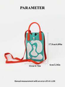 Bolso de teléfono de punto con diseño de animales de dibujos animados para mujer, bolso de mano mini, bolso cruzado, múltiples patrones disponibles, bolsa de compras, bolsa de regalo para vacaciones, adecuado para todas las estaciones - Multicolor - Ver 3