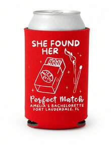 Personalized Can Sleeve For Bachelorette Party, Custom Name And Location Can Cooler With A Match Made In Heaven Artwork, Bridal Shower Drink Accessory For Beach Weekends, Bride Squad Events And Celebration Keepsake - Multicolor - View 12