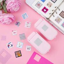 2pcs/Set (1pc Serrated Edge Square Punch + 1pc Solid Square Punch) Layered Serrated Edge Square Paper Punch, Suitable For Scrapbooking And Collage, Stamp Style Nested Craft Punch, With Precise Alignment Hollow Design, Suitable For Card Making - Pink - Set Of 2 - View 9