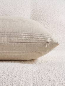 1PC/2PCS Decorative Striped Throw Pillow Cover, Textured Linen Pillowcase, Suitable For Sofa, Bed, Chair, Living Room, Home Decor, Country Style - Beige - View 5