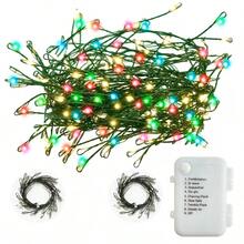 Battery Operated 8 Modes Warm White LED Fairy String Lights, Twinkle Adjustable Lighting Lamp, Indoor Christmas Tree Bedroom Wedding Party Decor Light, No Battery Included - Dark Green - View 8