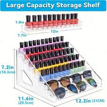 3/5/7Level Acrylic Transparent Multi-Layer Nail Polish Display Stand Lipstick Storage Box Plastic Nail Salon Cosmetic Tabletop Display Rack Professional Manicure Tools Accessories - White - View 3