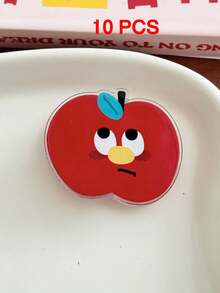 30/10pcs Apple Cartoon Decorative Gift Sealing Clip, Note Holder, PP Clip, Cute Small Item For Students As A Gift - Multicolor - View 15