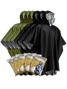 6pcs Emergency Poncho Polyester Film, Double-Sided Warm Raincoat Blanket, Thermal Emergency Blanket, Reflective Enhanced Visibility, Outdoor Camping Survival Gear, Camping Essential - Multicolor - View 1