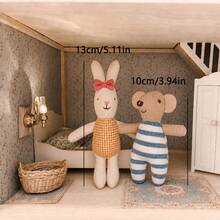 INS Nordic Home 2PCS Nordic Style Cute Fairy Tale Fabric Rabbit & Mouse Hand Puppet Set, Soothing Doll, Role Play Doll, Dollhouse Accessory, Birthday Gift, Plush Doll Decoration, Animal Puppet, Christmas Decoration, Halloween Gift - Multicolor - View 9