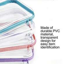 Hard Clear Zipper Storage Bag Plastic Pencil Case Transparent Storage Box For Cosmetics, Snacks, Building Blocks, Puzzles - Multicolor - View 2