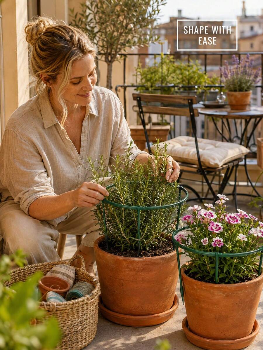 Plastic Semi-Circular Plant Support Stake, Suitable For Potted Plants, Plant Support Rod, Plastic Cage, Indoor/Outdoor Small Plant Support Ring, Garden Flower Support Rack, Plastic Semi-Circular Flower Pot Basket, Climbing Frame - Multicolor - View 1