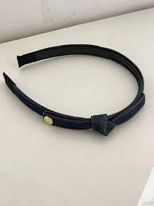 2/1pc Vintage Denim Bow Headband, Thin Edge Toothed Non-Slip Face Washing Headband, Suitable For Daily Commute, Work, School And Other Occasions - Multicolor - View 2