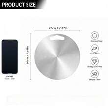 Powcan Stainless Steel Round Cutting Board With Handle, Brushed Metal Finish. Durable Kitchenware For Meat, Veggies, & Dough. Easy-Clean & Lightweight. Ideal For Home Hospitality, School, & Lunch Box Prep. - 1PC - View 14