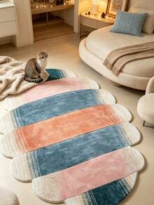 1pc Blue And Pink Patchwork Decorative Rug, Bedroom Decor, Small Rug, Carpet, Home Decor, Living Room Rug, Living Room Small Rug, Bedroom Rug, Living Room Home Decor, Outdoor Rug, Washable Rug, Graduation Gift - Blue and Pink Patchwork - View 3