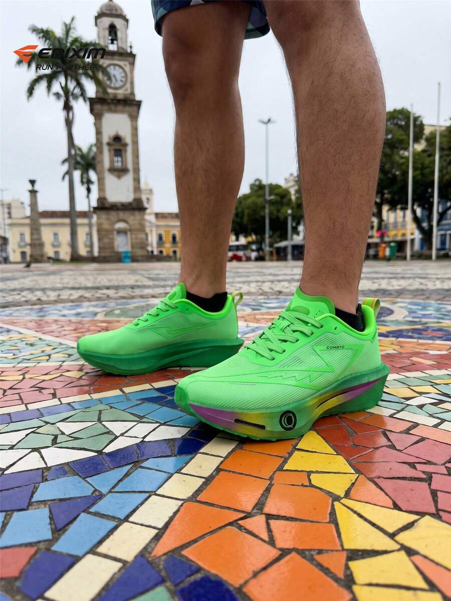 EDIXIM Men's Summer New Mesh Road Running Shoes, Casual Commute Sports Shoes, Breathable, Lightweight, Shock-Absorbing, Soft Sole - Green - View 1