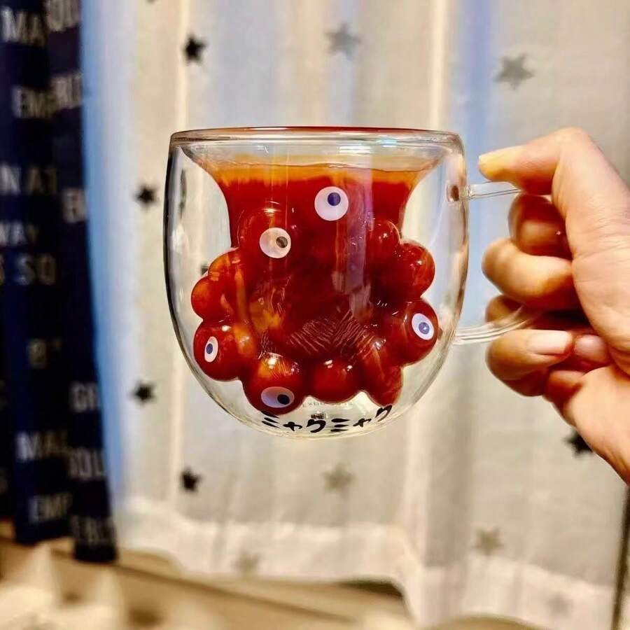 Double-Layer Glass Creative Insulated Coffee Cup, Osaka Expo Pulse Cup, Abstract Water Cup, Summer Water Cup - Strawberry Transparent Bear - View 1