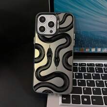 Phone Case - Mysterious Handsome Cool Two Black Snakes Tattoo Graffiti Pattern Phone Case For Iphone 16 15 14 13 12 11 Pro Max X XR XSMAX 8 7 Plus Anti-Fall Matte Back Cover - 透黑 - 查看 6