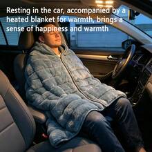 1pc+USB Powered Heated Shawl Electric Blanket, Soft Comfortable Skin-Friendly Fabric, Machine Washable, 3 Heating Levels, Wearable Heating Blanket, Suitable For Home And Outdoor Use, Best Gift For Family And Friends On Holidays - Grey - View 4