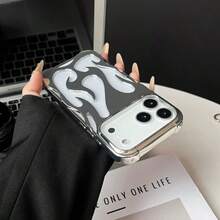 1PC Fashionable New Hollow Flame Pattern Anti-Fall Electroplated Soft Case/Phone Case For IP18 18 Pro 18promax,Galax,Sam/15ProMax/16promax/16pro/14promax/14pro/13promax Phone Case - Silver - View 3
