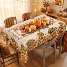 1pc Thanksgiving Autumn Pumpkin Turkey Print Rectangular Tablecloth, Suitable For Holiday, Party, Birthday, Dinner, Restaurant Dining Table Decoration, Thanksgiving Home Autumn/Winter Decor - A - View 10