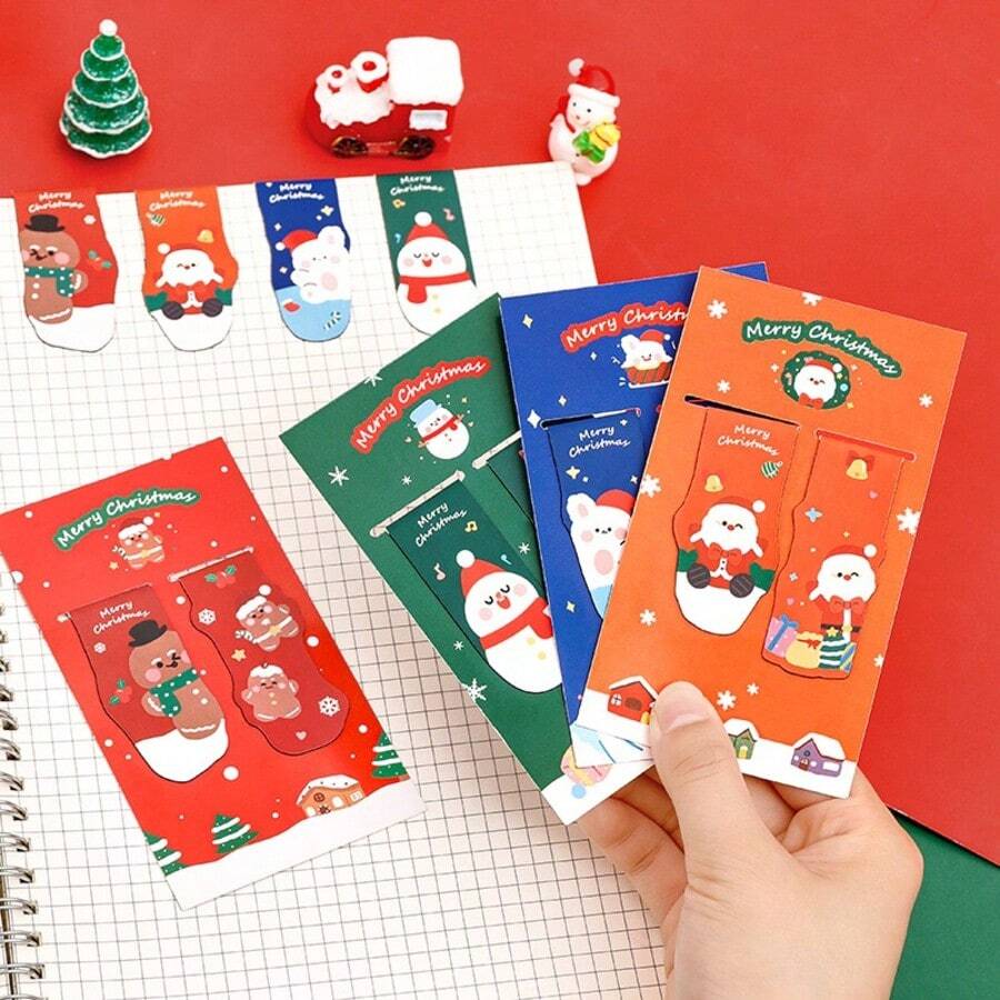 Winter Cartoon Snowman Magnetic Book Clip Christmas Reading Stationery Gift - A - View 1