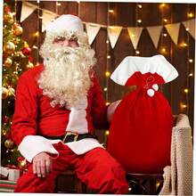 1pc Large Velvet Christmas Gift Bag 70x50CM, Pom Pom Drawstring Christmas Gift Storage Bag, Reusable Holiday Gift Bag, Suitable For Christmas Party Decoration And Gift Wrapping - Christmas Tree Storage Bag With Large Pocket - View 4