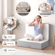 Tri Fold Foldable Mattress 4 Inch Memory Foam Portable Folding Floor Guest Bed Convertible Lounger Mat With Removable Washable Cover Storage Bag Non Slip Bottom For Camping Travel Home RV White - Twin - View 5