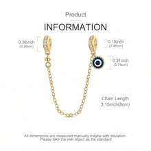 1pc Silver-Plated Bracelet Safety Chain, Original Heart Lock, Butterfly, Evil Eye Multiple Rhinestone Designs, Fine Chain Anti-Drop Protection Beaded, Gold And Silver Dual Color Options, Versatile Accessories, Suitable For Handmade DIY Bracelet Making, Delicate And Durable For Daily Wear - Multicolor - View 10