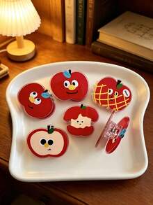 30/10pcs Apple Cartoon Decorative Gift Sealing Clip, Note Holder, PP Clip, Cute Small Item For Students As A Gift - Multicolor - View 2