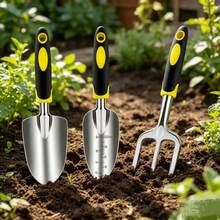 3pcs Aluminum Alloy Gardening Tool Set, Small Shovel, Rake, Soil Loosening And Repotting Tools For Home Balcony Potted Plants - 3-piece Set - View 1