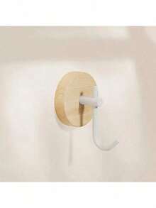 5pcs/1pc Self-Adhesive Walnut Wood Wall Hooks, No Drilling Installation, Suitable For Clothing Storage And Decoration In Living Room, Kitchen And Bathroom - View 9