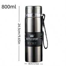 1pc 800/1000ml Large Capacity Portable Stainless Steel Vacuum Insulated Water Bottle, Fashionable Sports Style Multi-Color Cylindrical With Carrying Rope, Suitable For Outdoor Sports Warmth And Cold Protection, Ideal Gift For Anniversary And Holiday - Multicolor - View 4