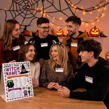 31pcs Halloween Name Witch Game, What's Your Halloween Name Game, Family Fall Party Activities Baby Shower Trick Or Treat Party - View 4