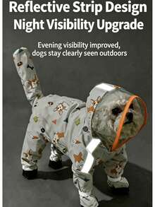 Waterproof Dog Raincoat Set, Includes 1pc Raincoat And Waterproof Leash, Multiple Colors Available, Windproof And Fully Waterproof, Full Coverage Design, With Special Fasteners, Non-Slip Rubber Sole, Adjustable Hook And Loop, Full Paw Coverage And Reflective Strips - Yellow - View 9