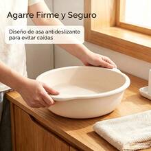 Lavabo de Plástico 10L con Asas Laterales, Tina Redonda Resistente, 2 Unidades, 4 Colores Disponibles, para Baño, Lavado Facial y Limpieza del Hogar - Albaricoque - Ver 4