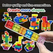 50/75/100pcs Magnetic Building Blocks, Transparent Magnetic Cube Construction Toys, Suitable For Children And Toddlers, Random Colors - Multicolor - View 9