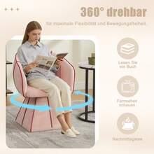 Pink Chenille Armchair - Ergonomic Design - Ideal For Living Room Or Bedroom - 粉色 - 查看 5