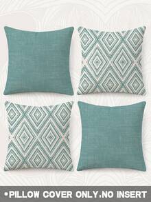 4pcs,Geometric Pattern,Home Decor,Gift,Hypoallergenic Polyester Material,Hidden Zipper,No Filling,Suitable For Home Decor,Living Room Decor,Pillow Case,Cushion Cover,Pillowcase,Sofa Decorative Cushion,Mat Cover,Soft Cushion. - Nile Blue - View 13