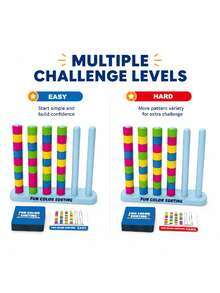 Juego de mesa divertido de clasificación de colores - Bloques de construcción apilables de razonamiento lógico para niños - Juguete educativo interactivo de entrenamiento de concentración para padres e hijos - Multicolor - Ver 5