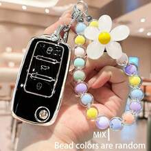 1pc Car Key Cover With Mixed Color Macaron Beaded Keychain, Acrylic Beaded Key Ring, Suitable For Polo, Tiguan, Passat B5, B6, B7, Golf 4, 5, 6, MK6, Jetta, Lavida And Other Car Models, Car Key Set With Mixed Color Macaron Beaded Keychain - one-size - View 5