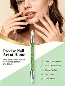 2 Stücke doppelseitige Nagelkunst-Schwamm-Pinsel mit Batikmuster, Cut Out geschnitzter geprägter Punktstift, Strass-Griff, DIY Nagelkunst-Zubehör, Feiertagsgeschenk, waschbarer und austauschbarer doppelseitiger Schwammstift - Verschiedenfarbig - Übersicht 3