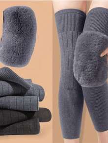 2/1 Pair 43cm Winter Thickened Long Plush Warm Knee Pads, Cold Protection Leg Joint Protection, Men And Women Outdoor Cycling Skiing Daily Use, Birthday Gift - Multicolor - View 7