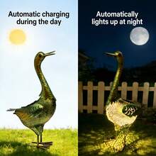 1pc Outdoor Solar Powered Garden Statue Light, 3D Cute Duck Statue Lamp, Creative Design Iron Material, Beautiful Rust-Proof Durable, Backyard, Bistro, Cafe Style, Camping Light Garden/Yard Lawn Decor, Perfect For Patio, Lawn, All Seasons - Duck Statue Lamp - View 4