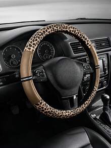 1 Buah Sarung Setir Mobil Motif Leopard dengan Hiasan Berlian Imitasi, Terbuat dari Bahan PU, Motif Hewan yang Bergaya, Anti Selip, Sarung Setir dengan Pegangan Lembut, Cocok untuk Aksesori Mobil Wanita, Ideal untuk Mengemudi Sehari-hari dan Perjalanan Jauh. - A - View 8