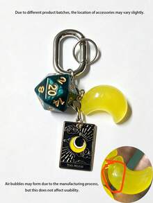 Tarot Card Dice Pentagram Keychain, Poker Card Halloween Vintage Phone Charm, Classic Multi-Sided Dice Star Keychain, Vintage Tarot Card Phone Bag Keychain, Multi-Functional Pendant Couple Bag Charm - Multicolor - View 12